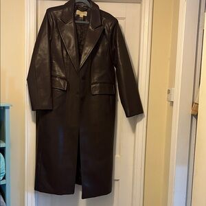 Michael Kors Dark Brown Leather Trench Coat